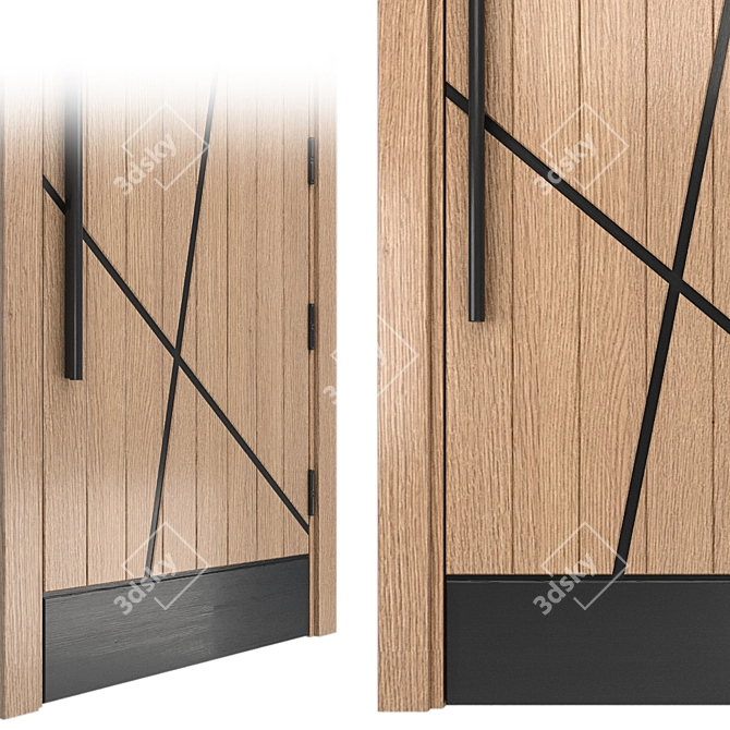 Abstract Steel-Wood Door 3D model image 2