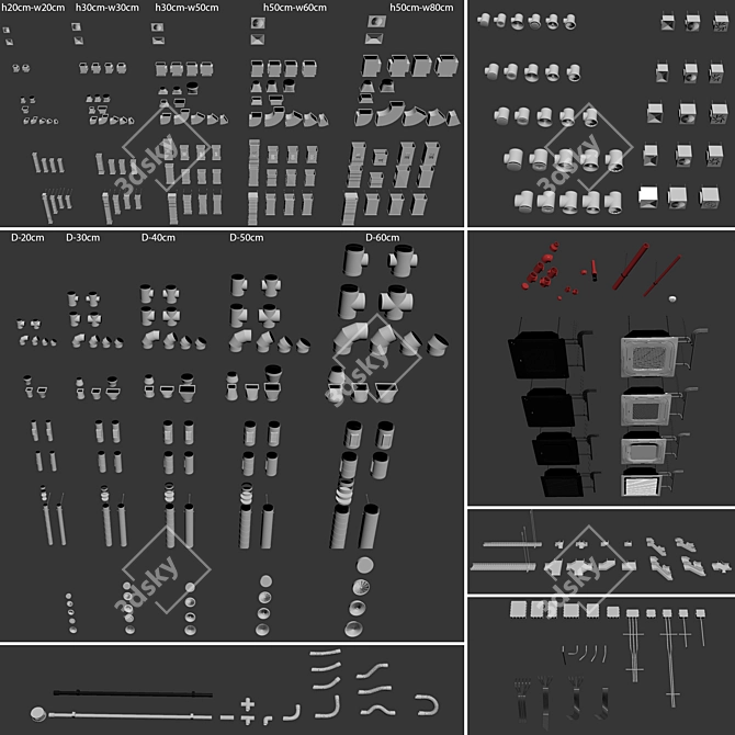 Complete Ventilation System Set 01 3D model image 4