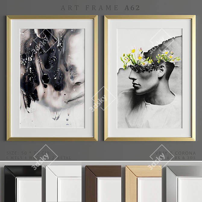 Sleek Art Frame A62 3D model image 1