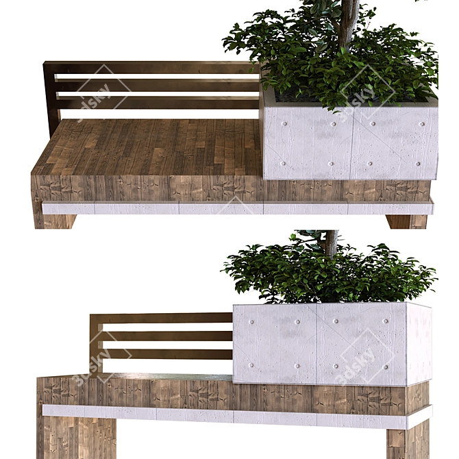 Modern Tree Bench - PBR MTL 3D model image 3
