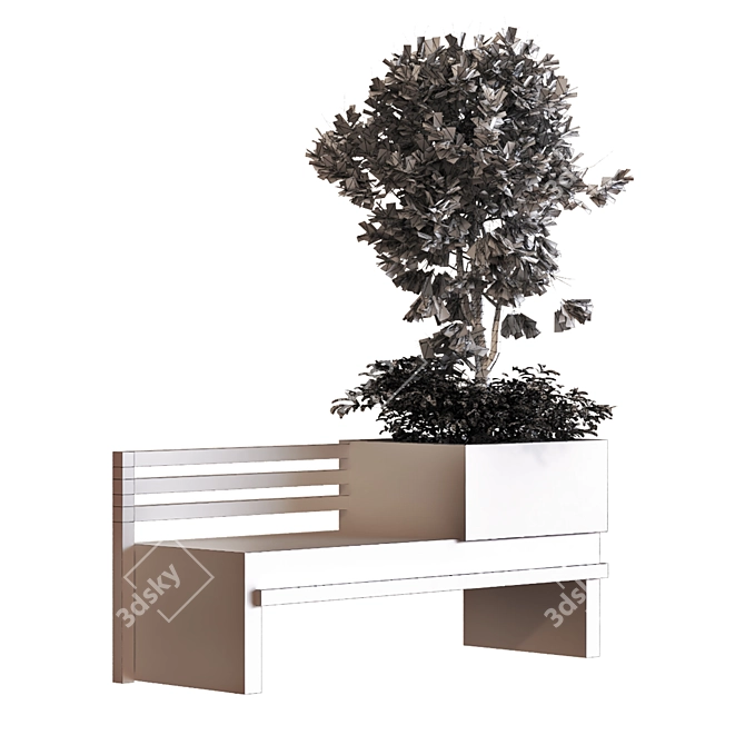 Modern Tree Bench - PBR MTL 3D model image 5