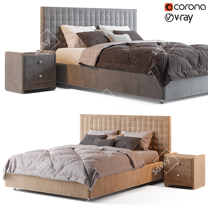 Askona Arno Velvet Bed 3D model image 1