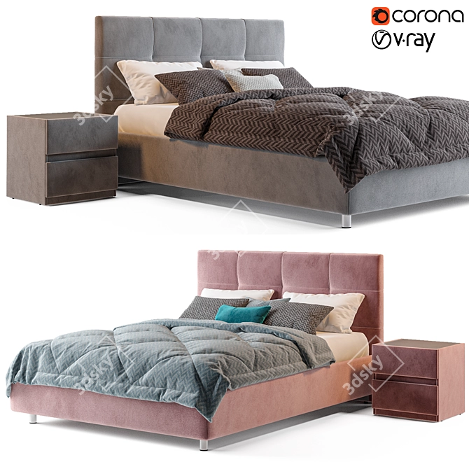 Luxurious and Versatile Askona Elisa Bed Set 3D model image 1