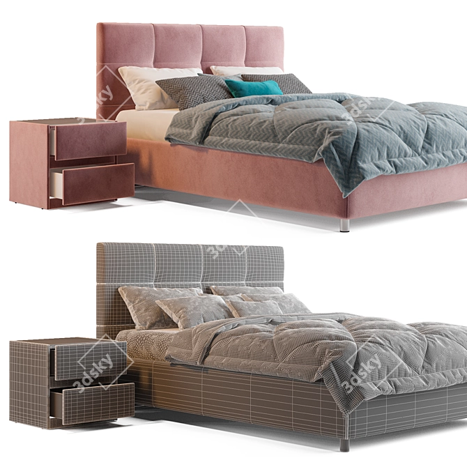 Luxurious and Versatile Askona Elisa Bed Set 3D model image 3