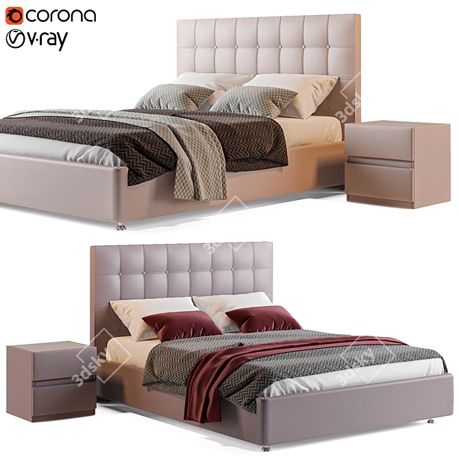 Askona Fernando Leather Bed 3D model image 1