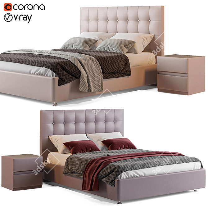 Askona Fernando Leather Bed 3D model image 5