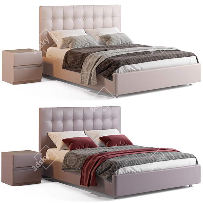 Askona Fernando Leather Bed 3D model image 6