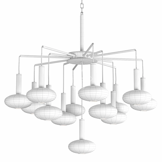 Modern Black Chandelier with Stylish Shaped Shades 3D model image 2