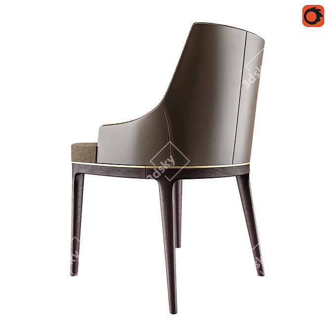 Elegance Oak Dining Chair 3D model image 2