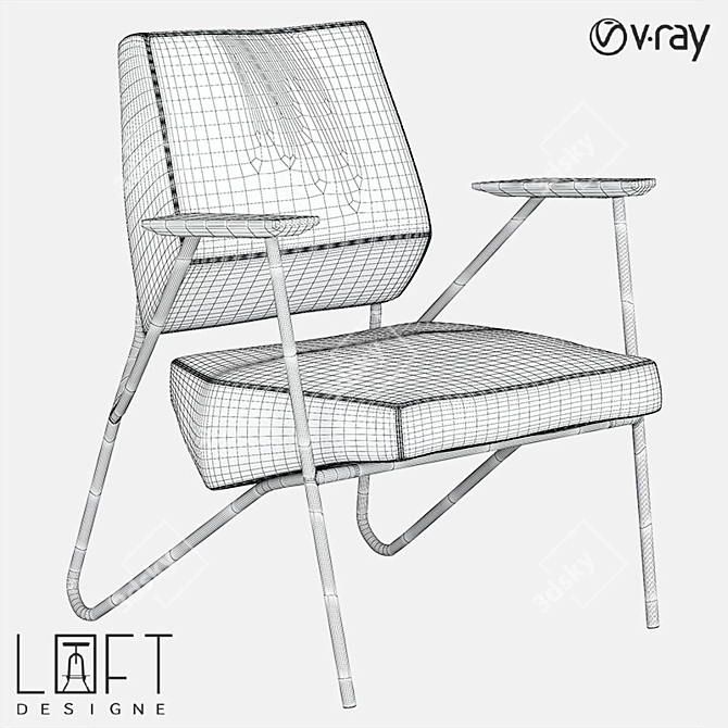 LoftDesigne Armchair: Modern Metal, Eco-Leather, Fabric 3D model image 2