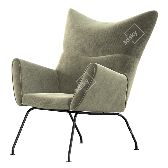 Ch445 Wing Lounge Chair: Modern, Stylish & Comfortable 3D model image 3