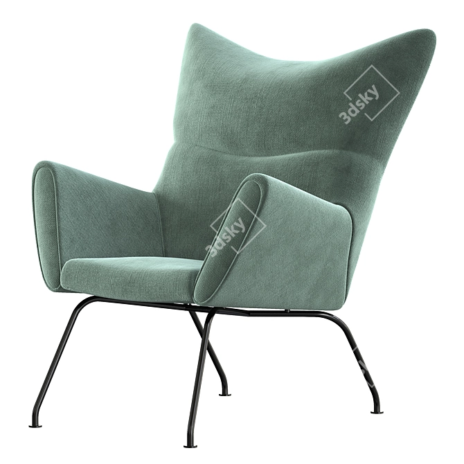 Ch445 Wing Lounge Chair: Modern, Stylish & Comfortable 3D model image 4