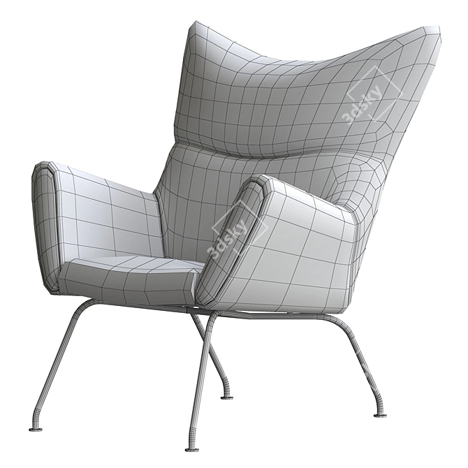 Ch445 Wing Lounge Chair: Modern, Stylish & Comfortable 3D model image 5
