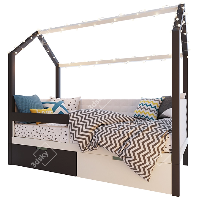 Svogen Graphite-White Lodge Bed - Soft, Cozy, and Stylish. 3D model image 2