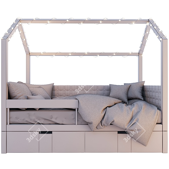 Svogen Graphite-White Lodge Bed - Soft, Cozy, and Stylish. 3D model image 4