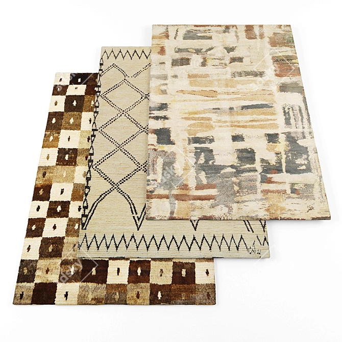 Modern Rugs 5-pack with Textures 3D model image 1