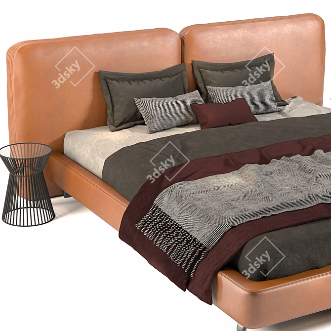 Brown Modern Bed: 717,535 Polys, 719,844 Verts, 3DSMAX, FBX, OBJ 3D model image 3