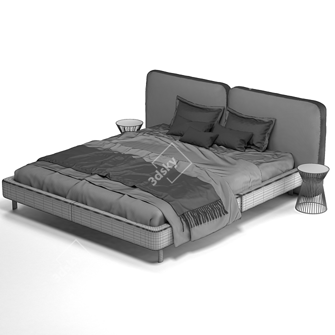 Brown Modern Bed: 717,535 Polys, 719,844 Verts, 3DSMAX, FBX, OBJ 3D model image 5