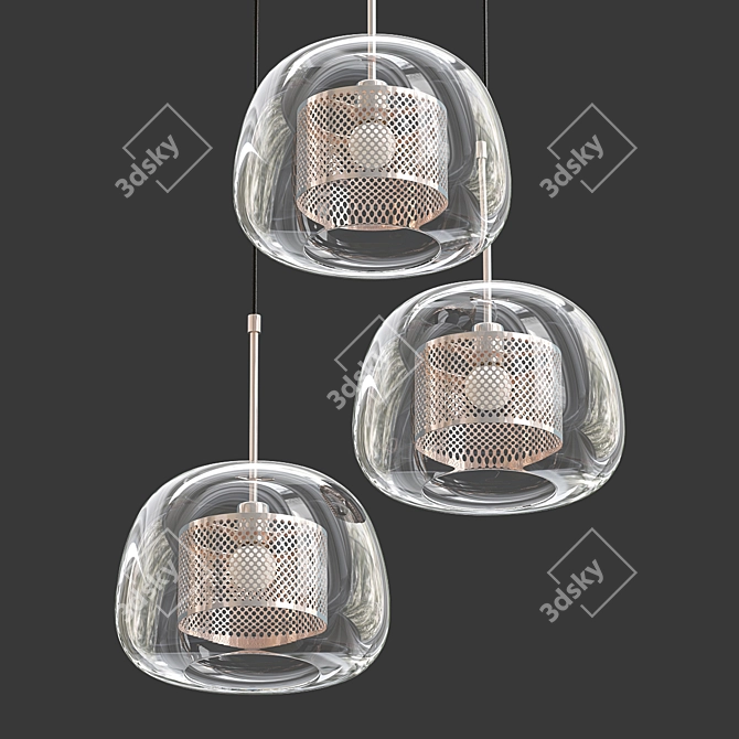 Elegant Rose Trio Pendant 3D model image 1