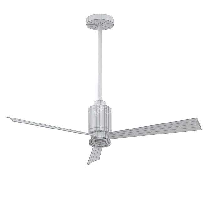 Black Gear LED Ceiling Fan 3D model image 2