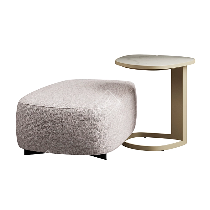 Elegant Saint-Germain Pouf & Koishi Coffee Table 3D model image 2