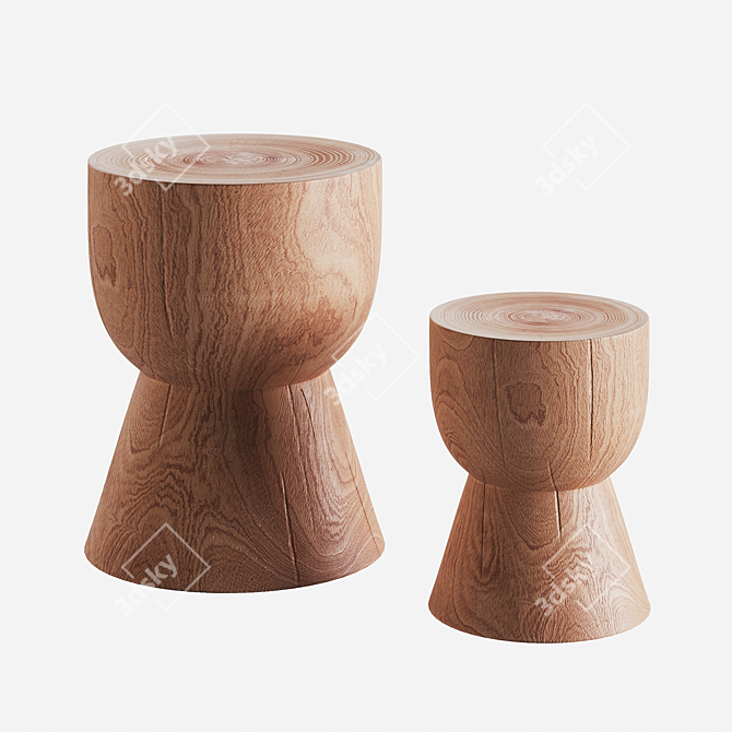 Mini Eggcup Wooden Stool 3D model image 1