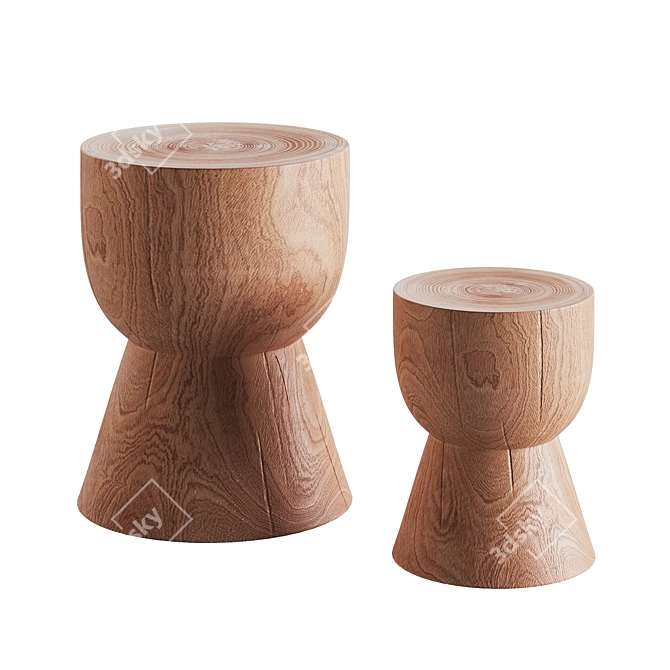 Mini Eggcup Wooden Stool 3D model image 4