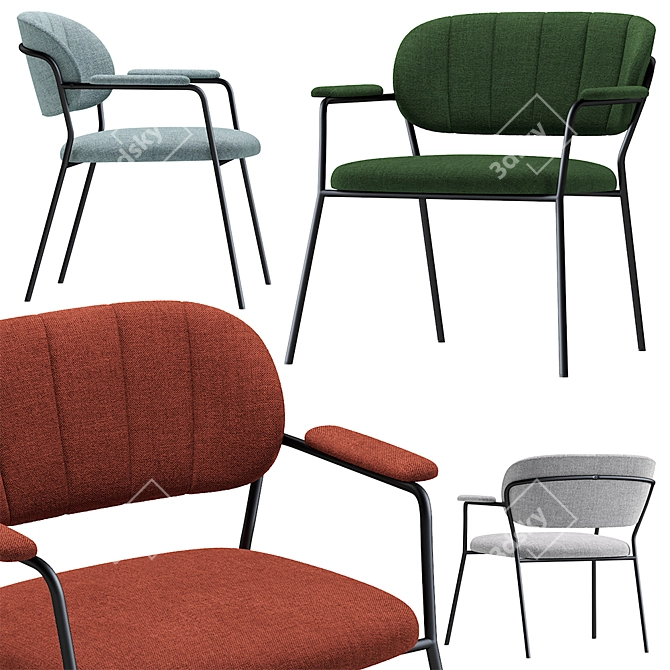 Stylish Jolien Armrest Lounge Chair 3D model image 2