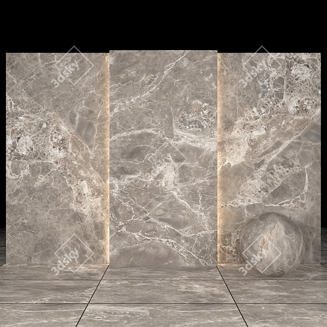 Alpha Gray Marble Textured Slabs & Tiles 3D model image 1