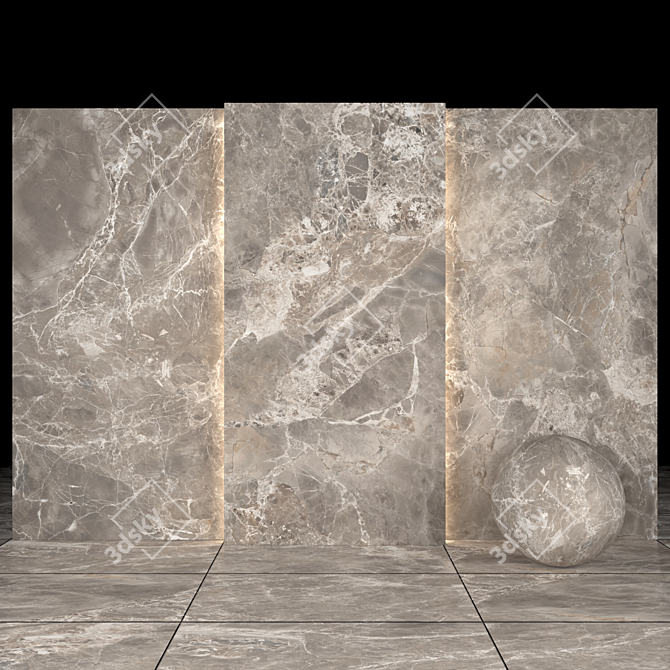 Alpha Gray Marble Textured Slabs & Tiles 3D model image 2