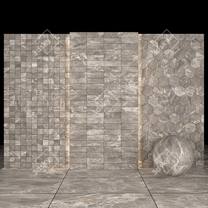 Alpha Gray Marble Textured Slabs & Tiles 3D model image 3