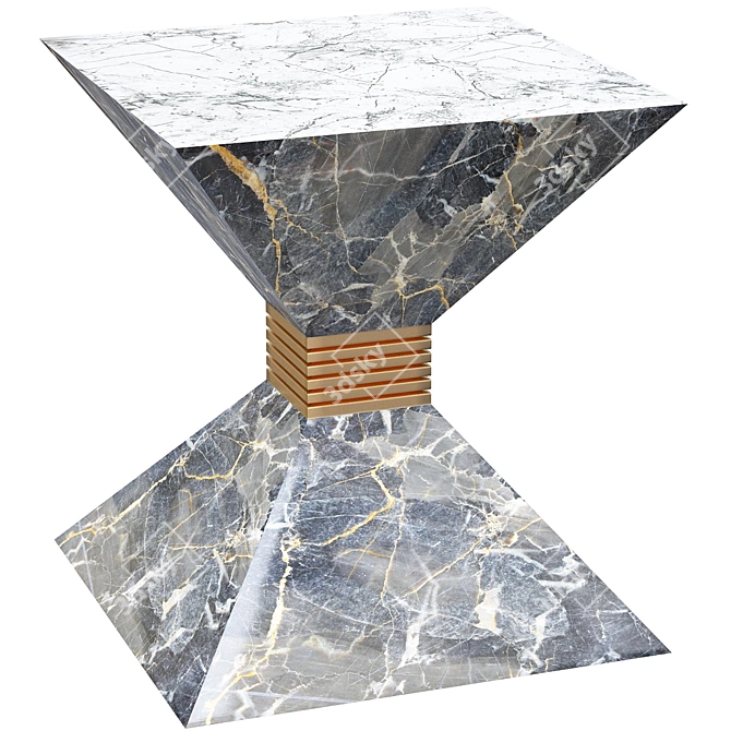 Contemporary Metal and Marble Coffee Table 3D model image 3