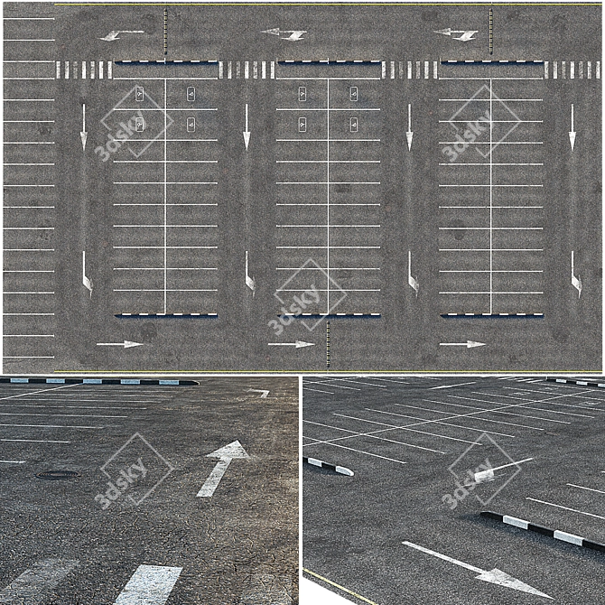 Open Car Park: 77 Spaces 3D model image 3