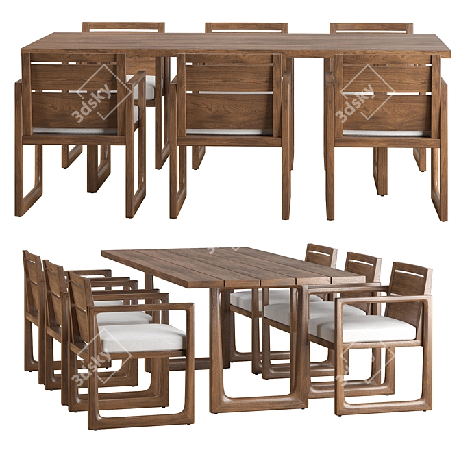 Elegant Navaro Dining Set 3D model image 2