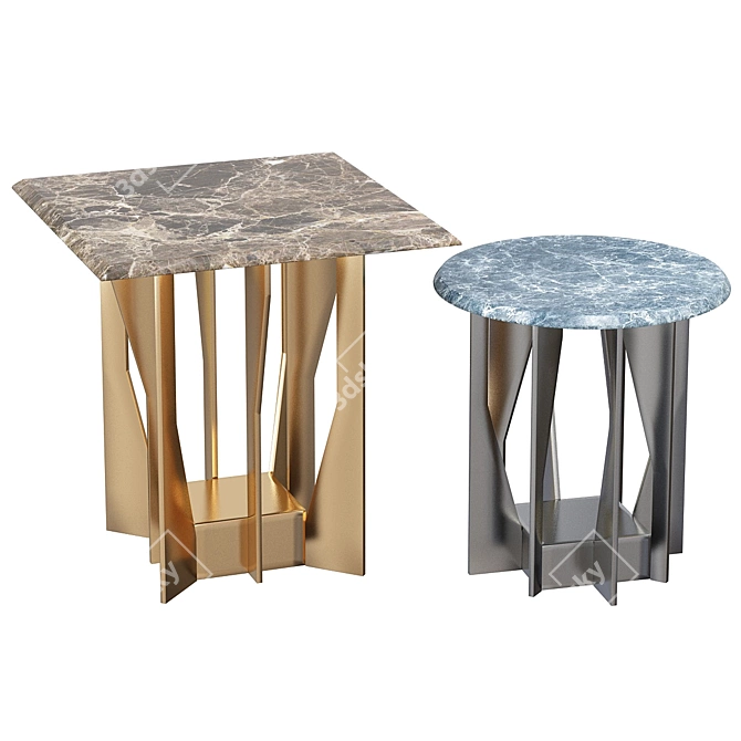 Modern Metal and Marble Coffee Table 3D model image 1