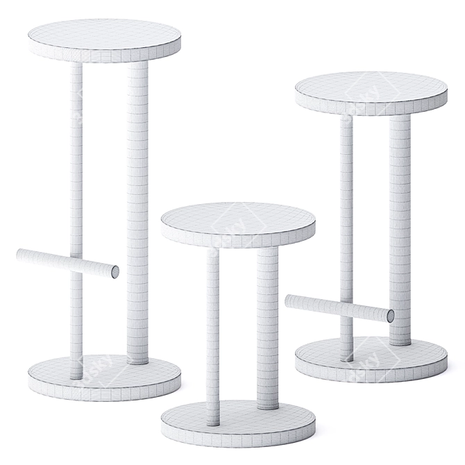 Sleek Spot Stools in Multiple Heights 3D model image 4