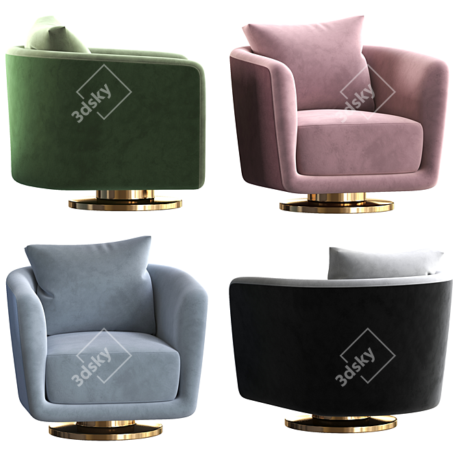 Elegant Julie Armchair by Fendi 3D model image 3