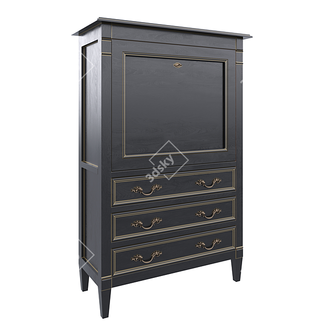 Elegant Wooden Secretaire with Drawers 3D model image 2