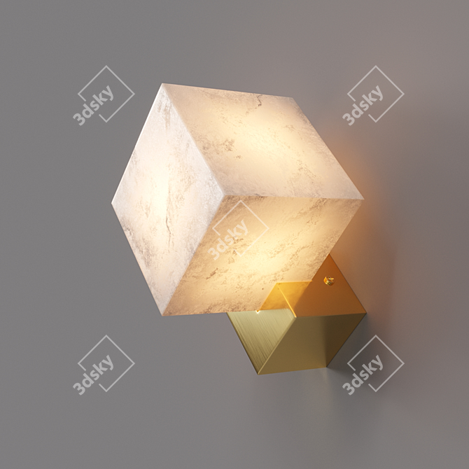 Sleek Cube Wall Lamp 3D model image 1