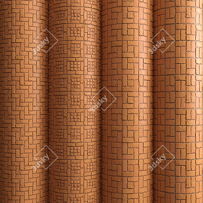 Versatile Brick Tiles: 4 Patterns, 12 Material Options 3D model image 1