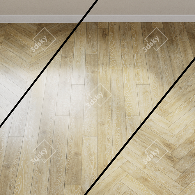 Luxury Creamy Beige Oak Laminate 3D model image 1