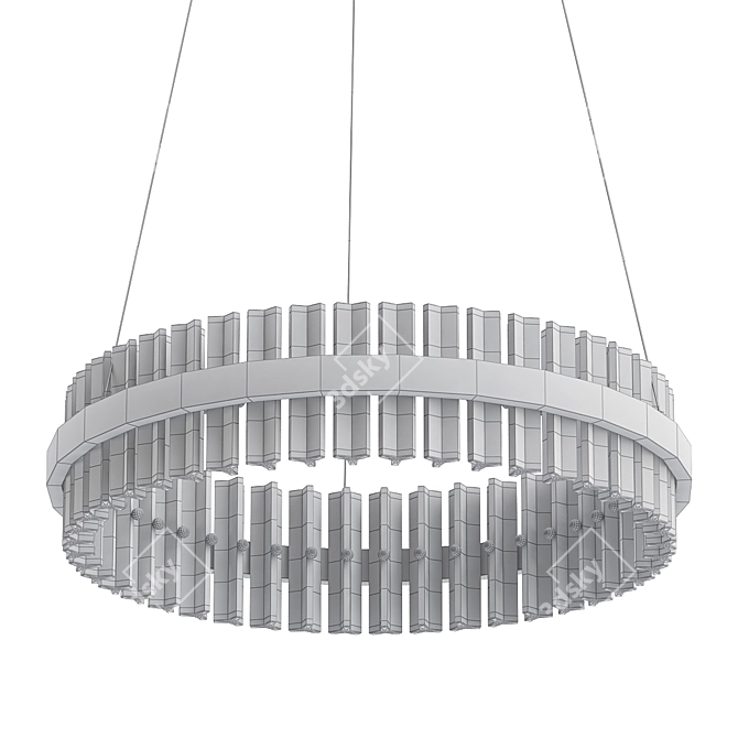 Elegant Ring Horizontal Chrome Chandelier 3D model image 2