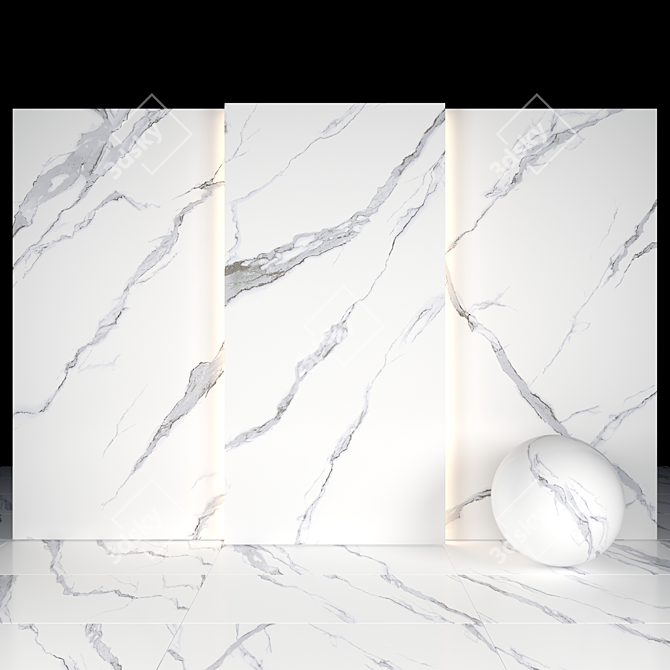 Elegant Statuario Hexa Marble: Perfect for Versatile Designs 3D model image 2