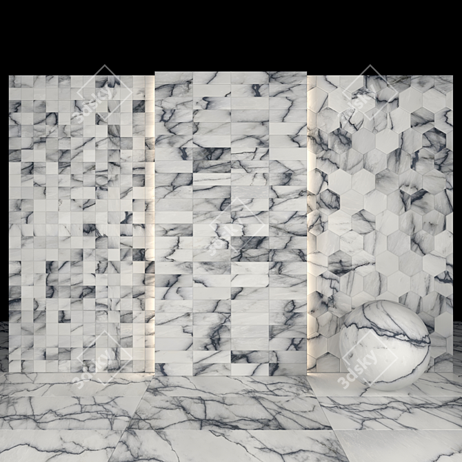 Elegant Athos White Marble Slabs 3D model image 3