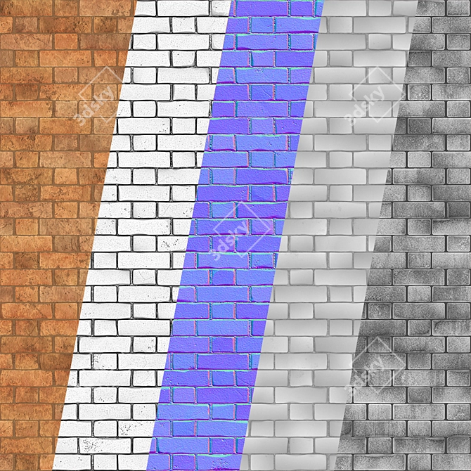 Seamless Brick Wall PBR Kit 3D model image 4