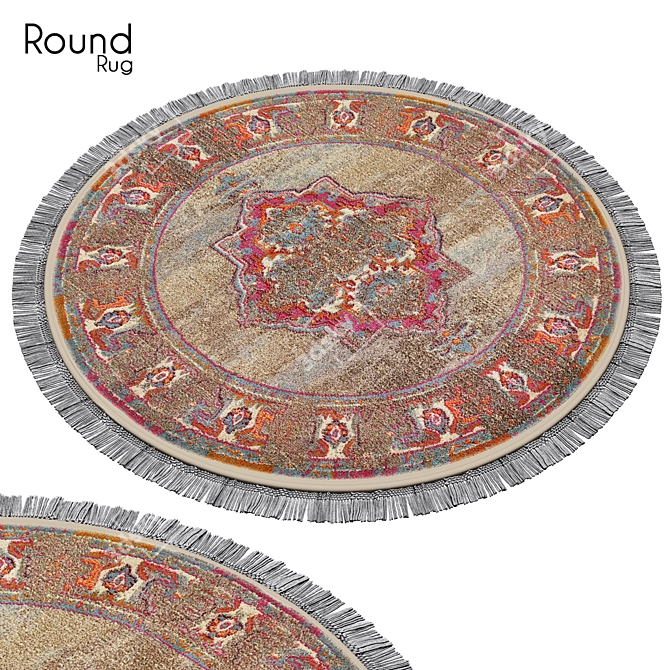 Round Blue Rug 26-inch 3D model image 1