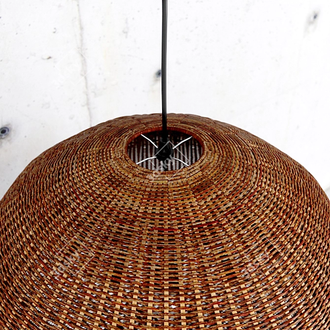 HKLiving Bamboo Pendant Ball Lamp - Stylish Lighting Solution 3D model image 2