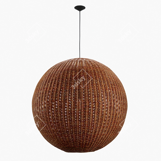 HKLiving Bamboo Pendant Ball Lamp - Stylish Lighting Solution 3D model image 5