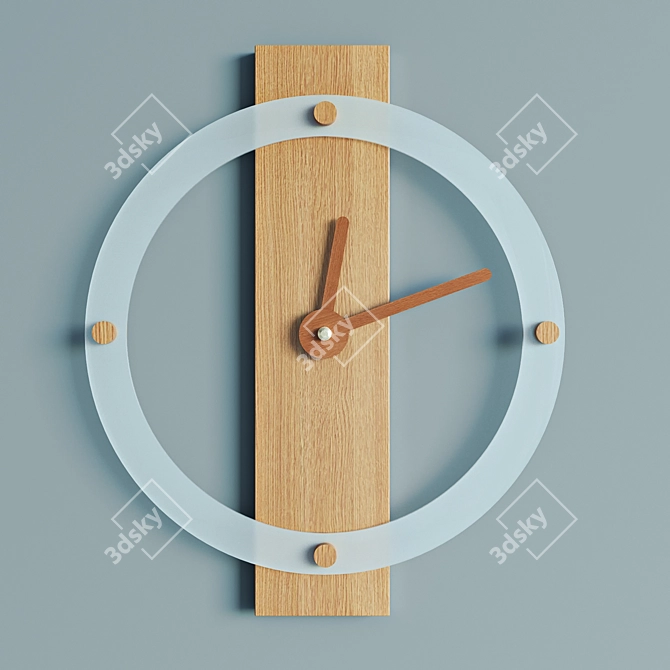 Nature's Time: Tree-Design Glass Wall Clock 3D model image 1