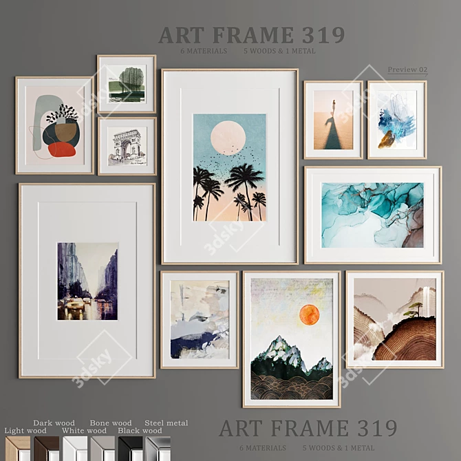 Versatile Art Frame Collection - 11 Frames, 6 Materials 3D model image 1